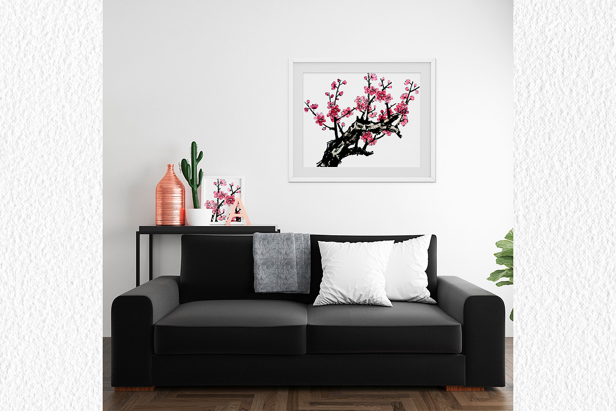 Watercolor clipart of blossom plum, a Decorative Illustration by ViktoriArt (Photo 9 of 11)