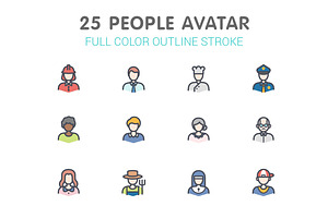 People Avatar Line with Color Icons