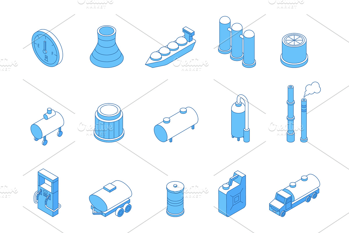 Isometric line fuel factory, an Illustration by Valerie Bodnar