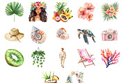 Watercolor Tropical Honeymoon Clipar, an Illustration by Design Market (Thumbnail 3 of 3)