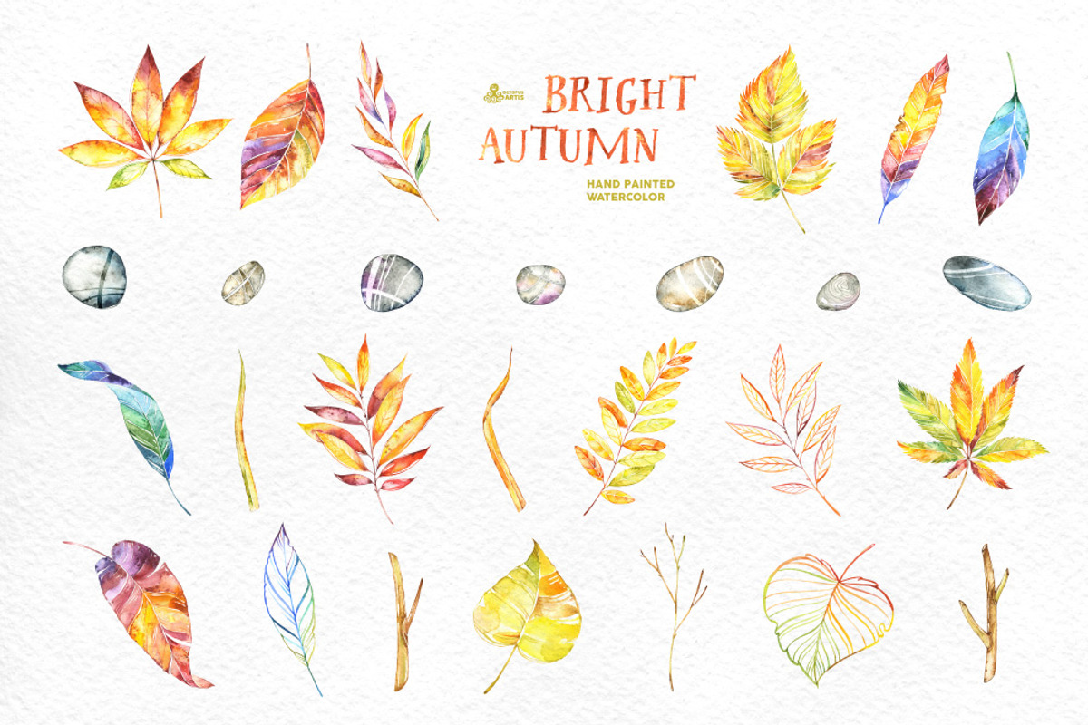 Bright Autumn. Watercolor collection, an Illustration by OctopusArtis (Photo 3 of 6)