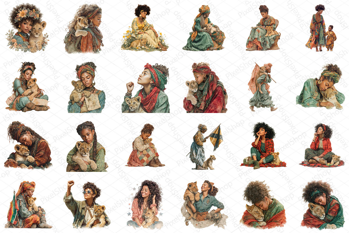 Juneteenth Clipart Black Woman Lion, an Illustration by DreamPrint404 (Photo 2 of 5)