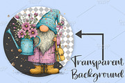 Whimsical Spring Gnome Clipart PNG, an Illustration by Canvas Craft (Thumbnail 2 of 7)