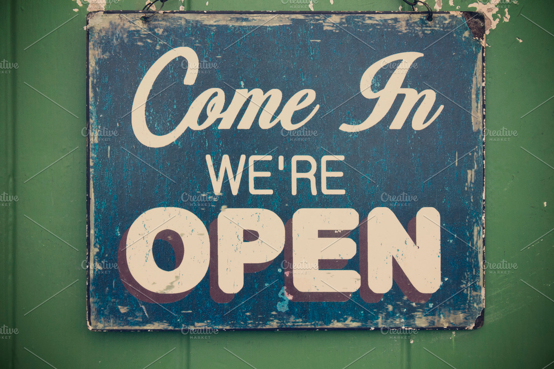 Worn Open Sign