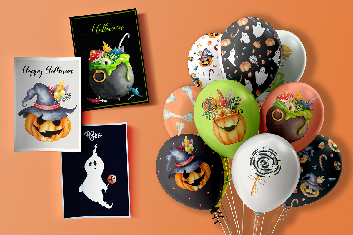 Watercolor halloween clipart., a Background Graphic by NinaBrai (Photo 4 of 6)
