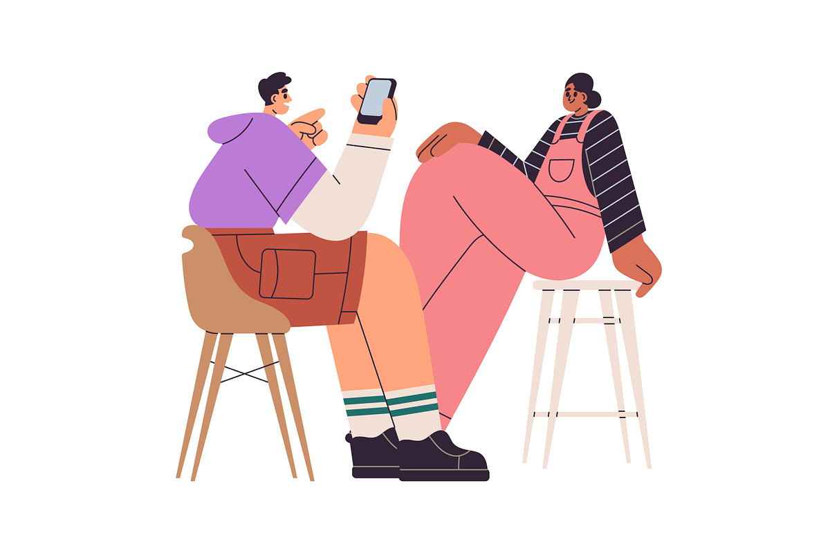 People sit on chairs and talk set, a Person Illustration by Good Studio (Photo 7 of 7)