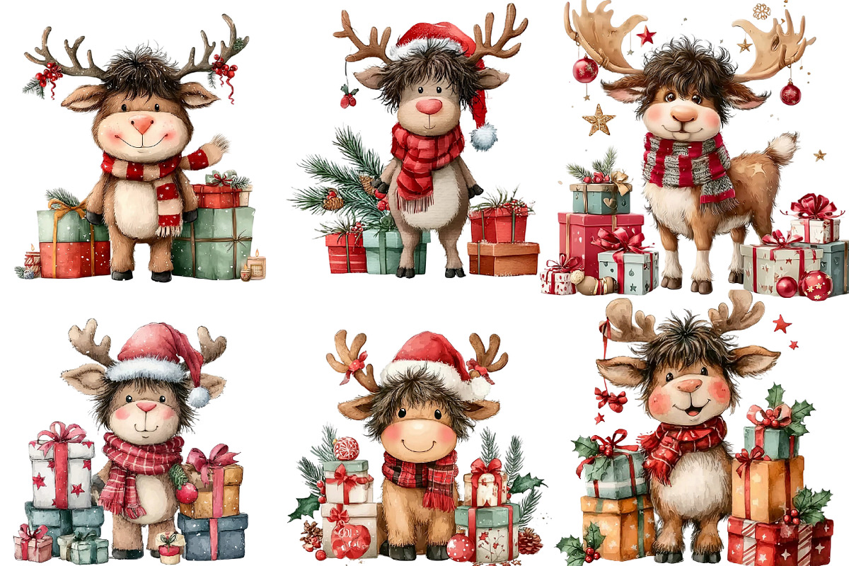 Quirky Funny Christmas Reindeer, an Illustration by DreamArtGraphic (Photo 2 of 3)