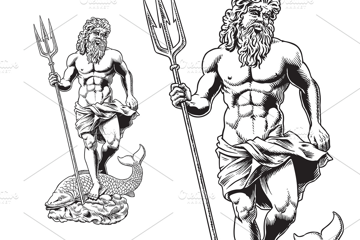 Sea God Neptune or Poseidon vector, a Person Illustration by Ledokolua (Photo 3 of 3)