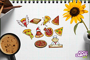 Funny Pizza Cartoon Illustration, a Food Illustration by Jocularity Art (Thumbnail 2 of 3)