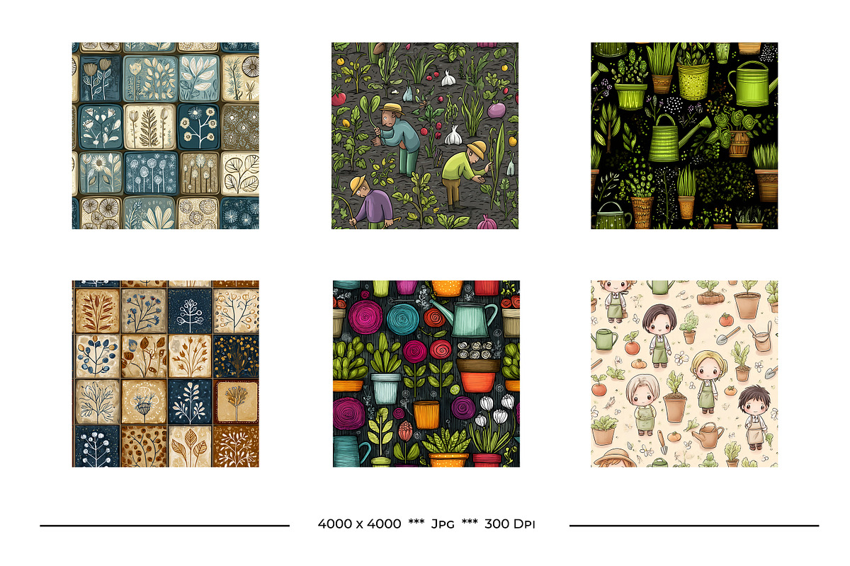 Gardening Retro Art Style Patterns, a Pattern Graphic by karenfoleyphoto (Photo 4 of 14)