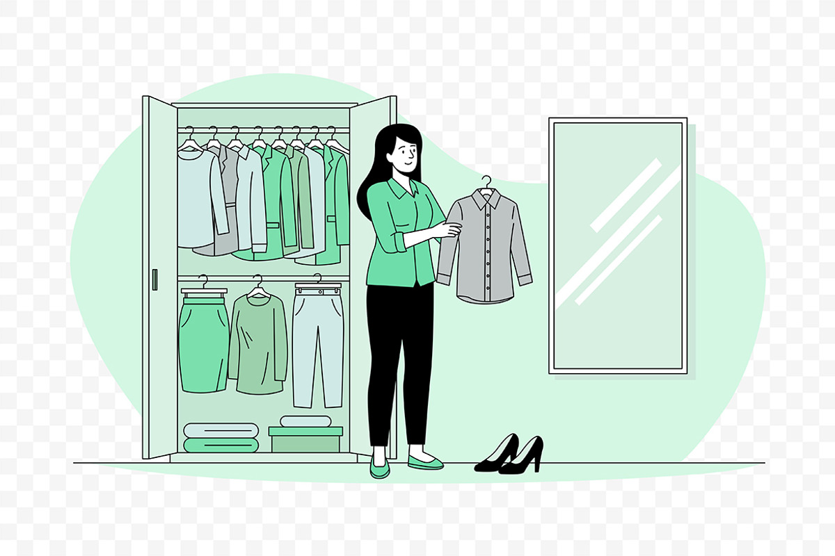 Young Woman Preparing Work Outfit, a Person Illustration by Partikusi Design (Photo 3 of 3)