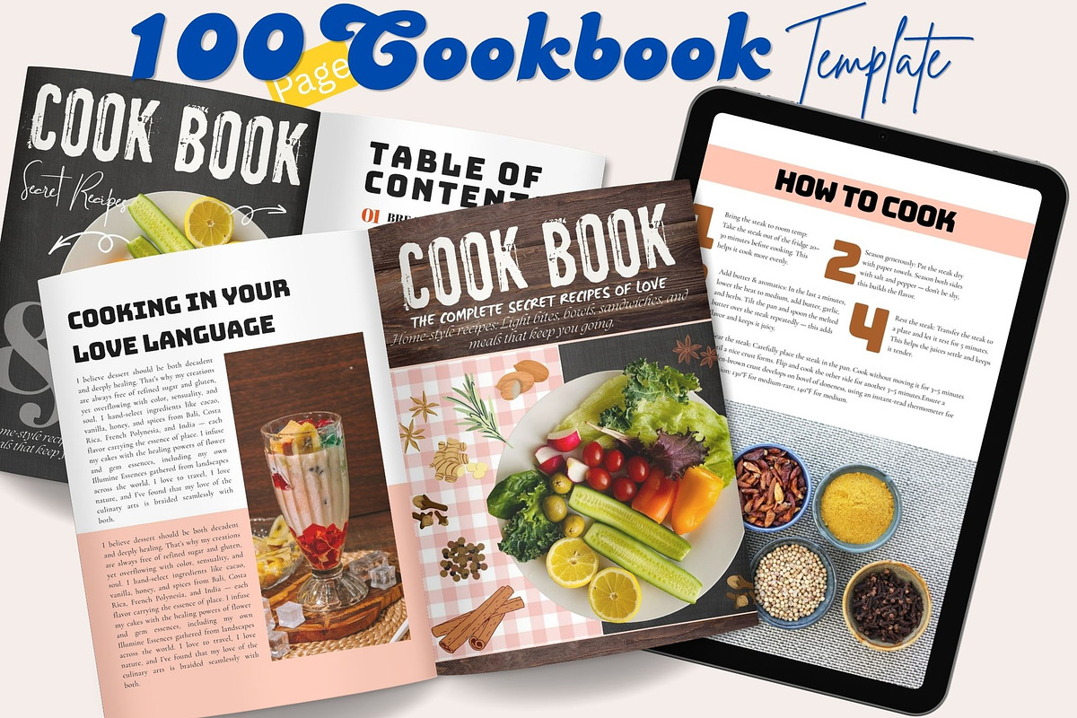 Editable Canva Cookbook Template, a Templates & Theme by iloveTemplate (Photo 1 of 4)