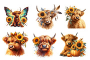 Watercolor Sunflower Highland Cow, an Illustration by CreationArt (Thumbnail 3 of 5)