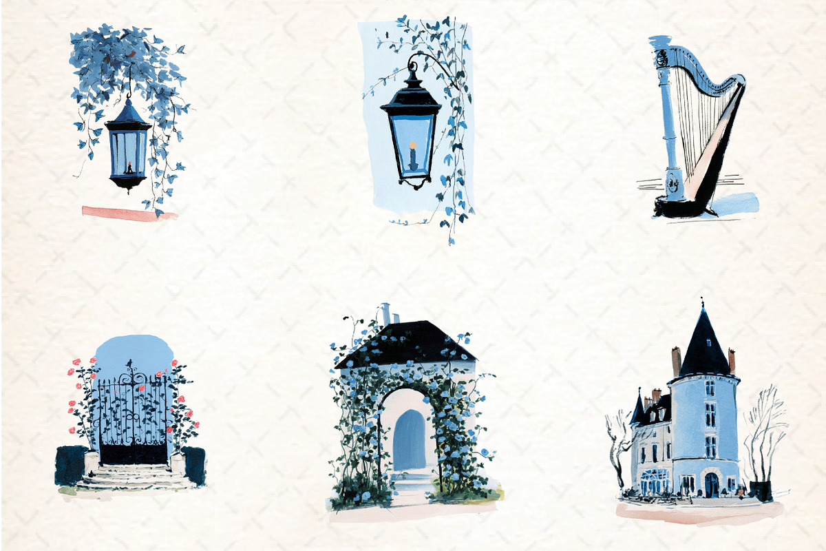 Chateau Clipart - Vintage Doodles, an Illustration by DreamCafeArt (Photo 6 of 8)