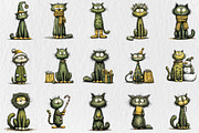 Whimsical Christmas Green Cats Clipa, a Seasonal Illustration by Rose Art (Thumbnail 3 of 6)