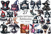 Gothic Girl Gnome Clipart Set, a Graphic by designcity5 (Thumbnail 1 of 5)