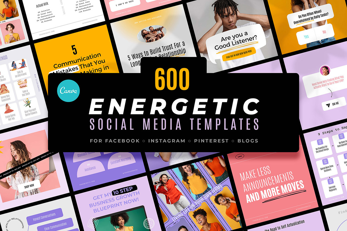 Energetic Instagram Templates CANVA, a Social Media Template by AndrewPixel (Photo 1 of 27)