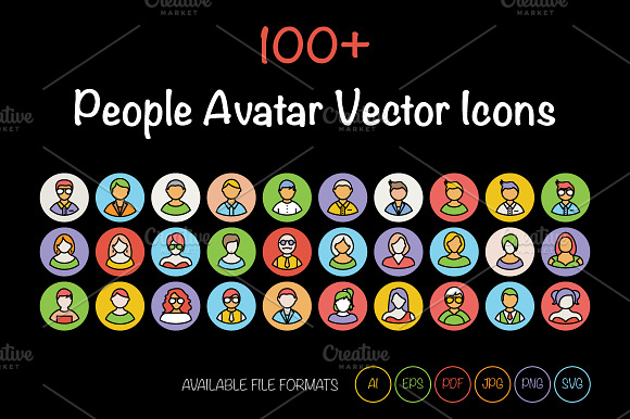 100 People Avatar Vector Icons
