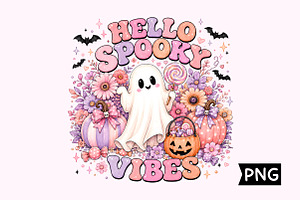 Pastel Floral Ghost Halloween PNG, a Seasonal Illustration by Creative Art