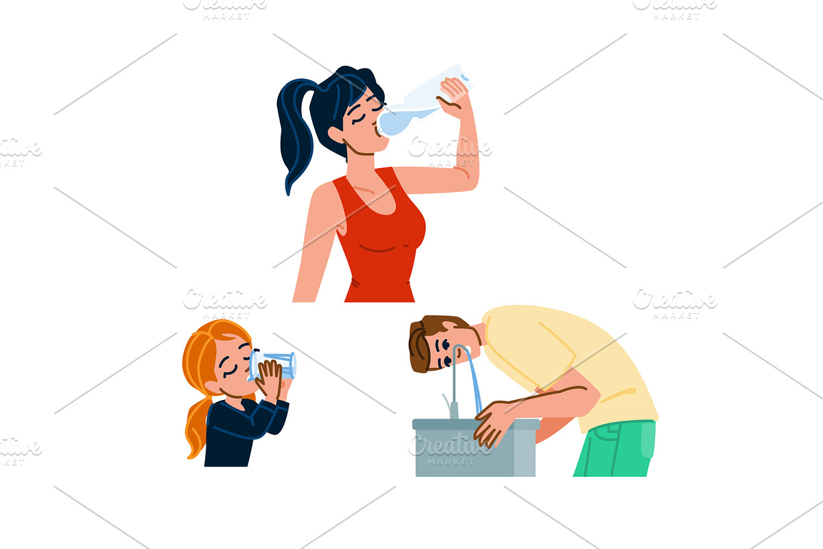 quench thirsty people drinking, a Person Illustration by pikepicture