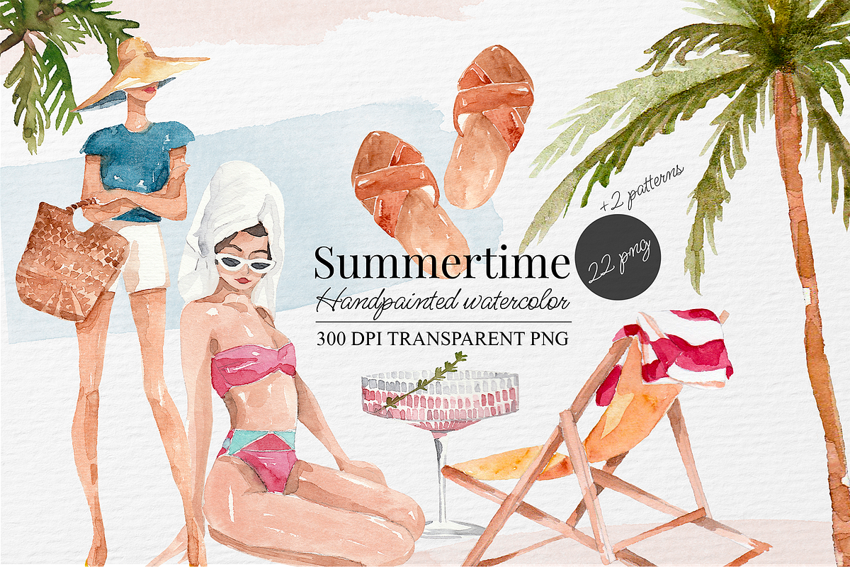 Summertime – Handpainted Watercolor, a Seasonal Illustration by Marine art (Photo 1 of 6)