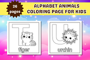 Cute Alphabet Animals Coloring Page, an Education Illustration by Salaly (Thumbnail 9 of 12)