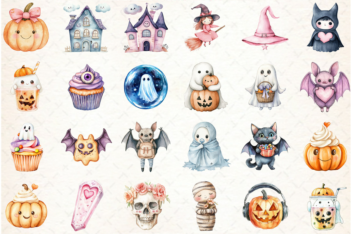 Halloween Kawaii Spooky Clipart, an Illustration by Libby Wishes (Photo 2 of 6)