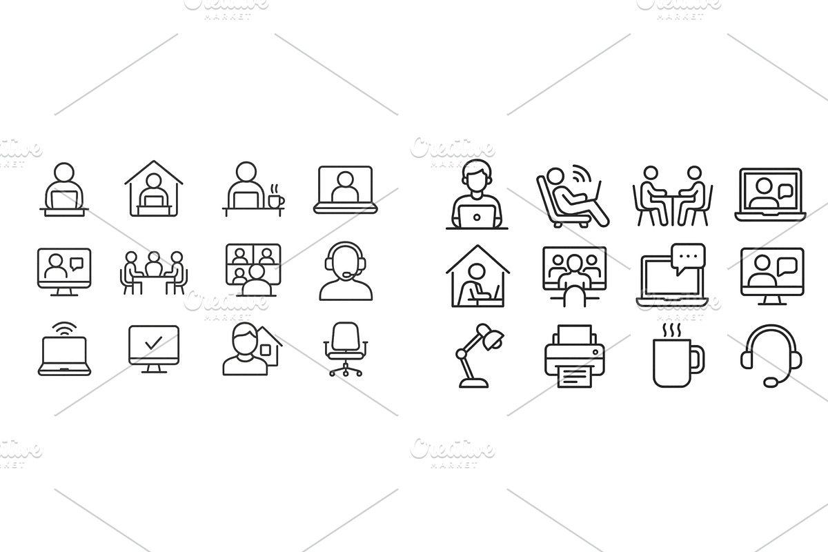 Icons representing remote work, a Person Illustration by ZinetroN