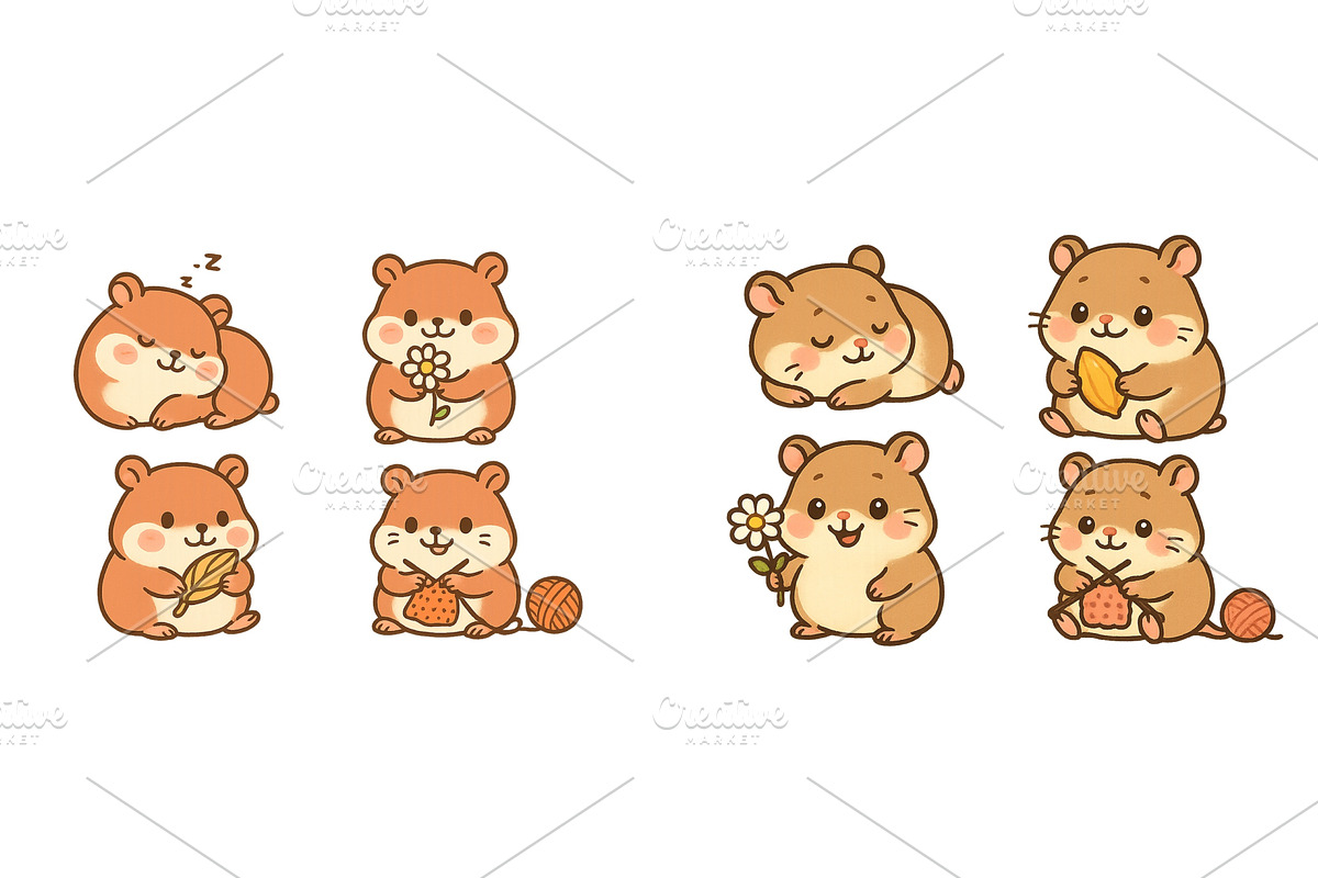 Cute hamsters engaged in various, an Animal Illustration by ZinetroN