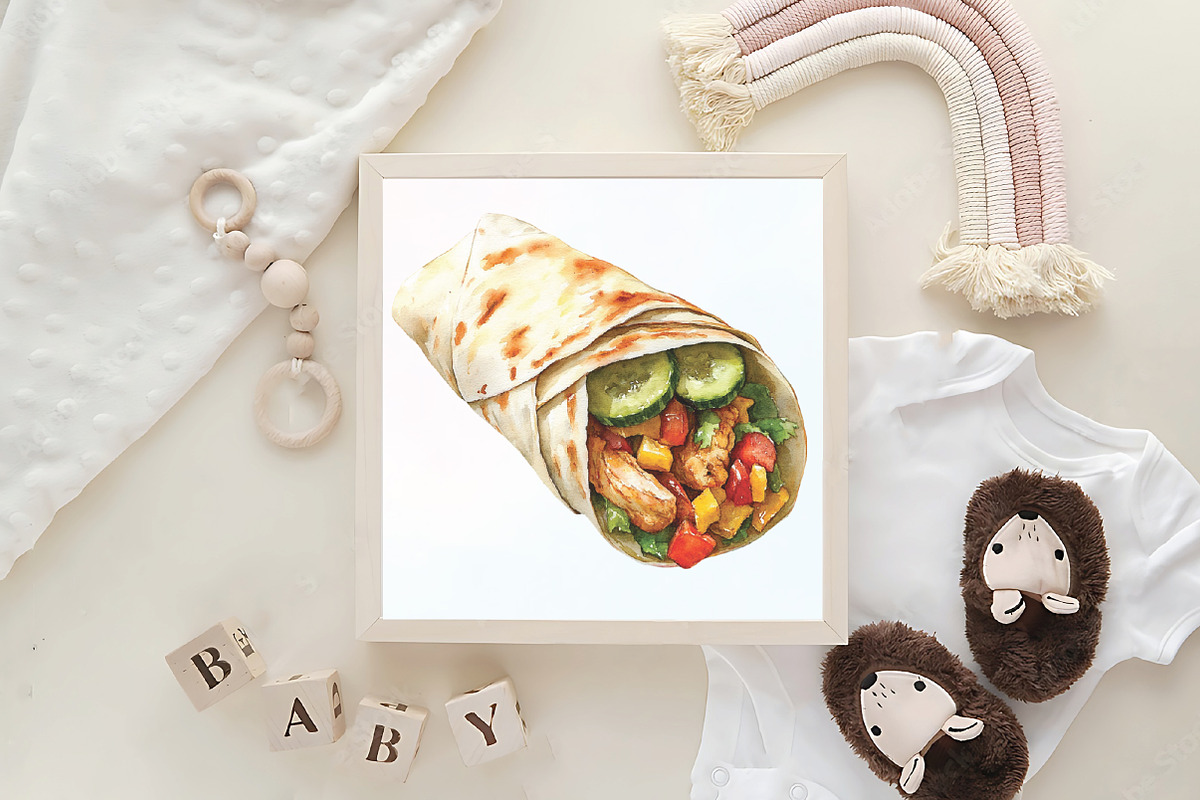 Watercolor Street Food Clipart, an Illustration by CraftArtStudio (Photo 6 of 6)