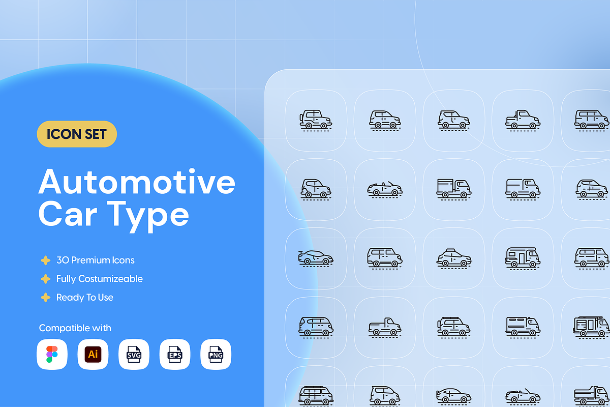 Automotive Car Type Icon Set, an Outline Icon by Nathaya Studio (Photo 1 of 2)