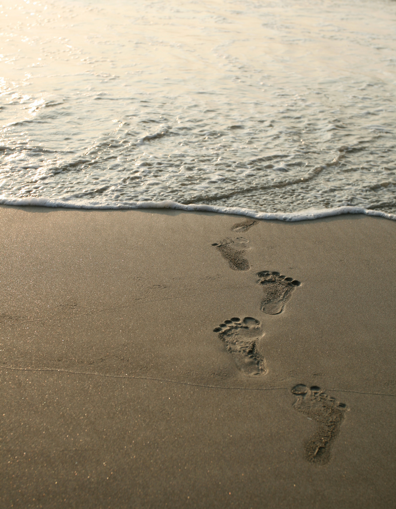 Human footprints and beach featuring walking, wave, and beach, a Nature ...