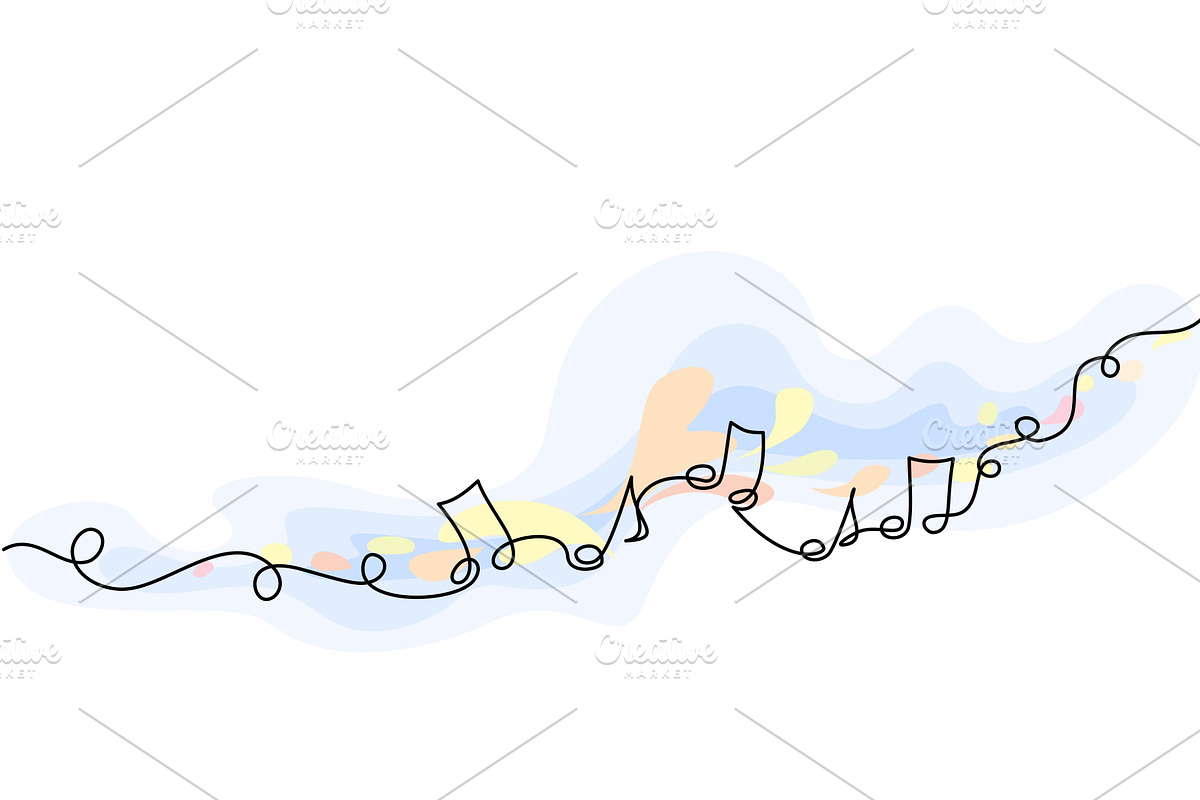 Musical notes. Horizontal web banner, an Object Illustration by Valenty