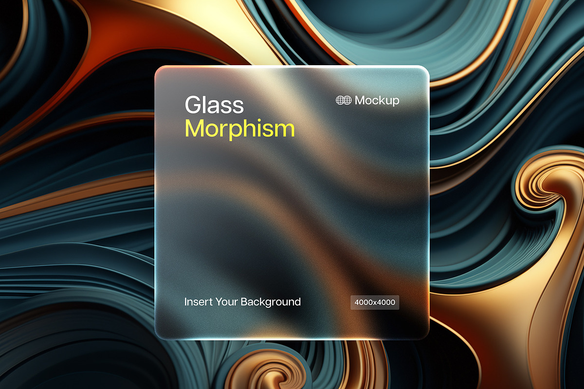 Glass Morphism Square Card Mockup, a Product Mockup by Design Squad