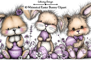 Whimsical Easter Bunny Clipart, an Illustration by GatewayDesign