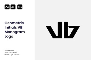 Geometric Initials VB Monogram Logo