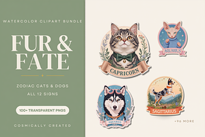 Fur & Fate Zodiac Pet Clipart 100+