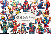 Patriotic 4th of July Parrot Clipart, an Illustration by CreationArt (Thumbnail 1 of 5)