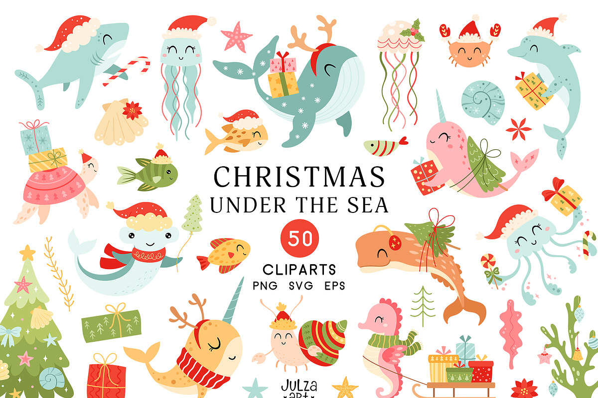 Christmas under the sea, an Animal Illustration by JulzaArt (Photo 1 of 6)