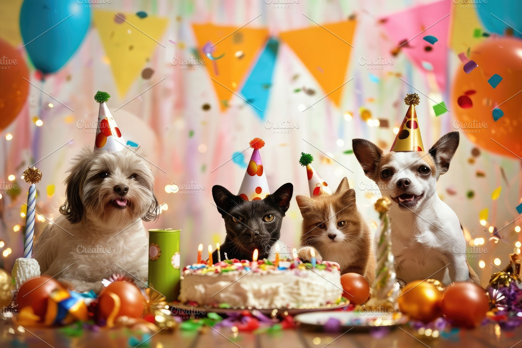 A lively group of dogs and cats gath, a Photo by Iftikhar Alam