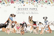 Muddy Paws Dog Clipart, an Animal Illustration by Twigs and Twine (Thumbnail 1 of 12)