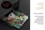 Christmas Woodlands Animal Postcards, an Animal Illustration by The Dutch Lady Designs (Thumbnail 2 of 7)