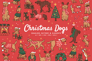 Christmas Dogs, an Animal Illustration by monkik