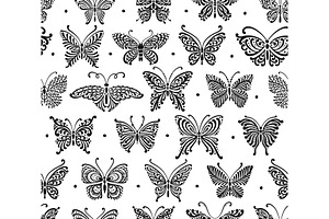 Art Butterflies, Seamless Pattern