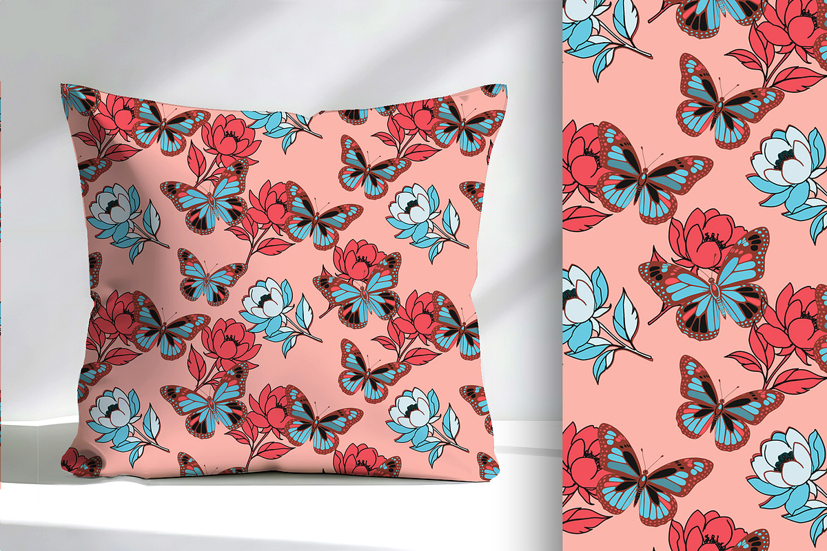 Rose Butterfly Floral Seamless, a Pattern Graphic by Sharon Schwalbe (Photo 2 of 4)