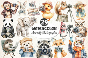 Cute Animals Photographer Clipart, an Illustration by Dream Creation