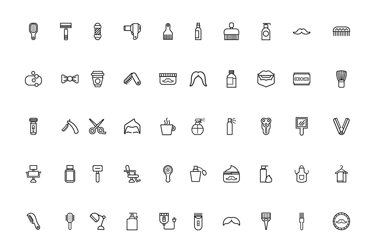 Barber Shop Line Icon Set, an Outline Icon by studiogstock (Photo 1 of 4)