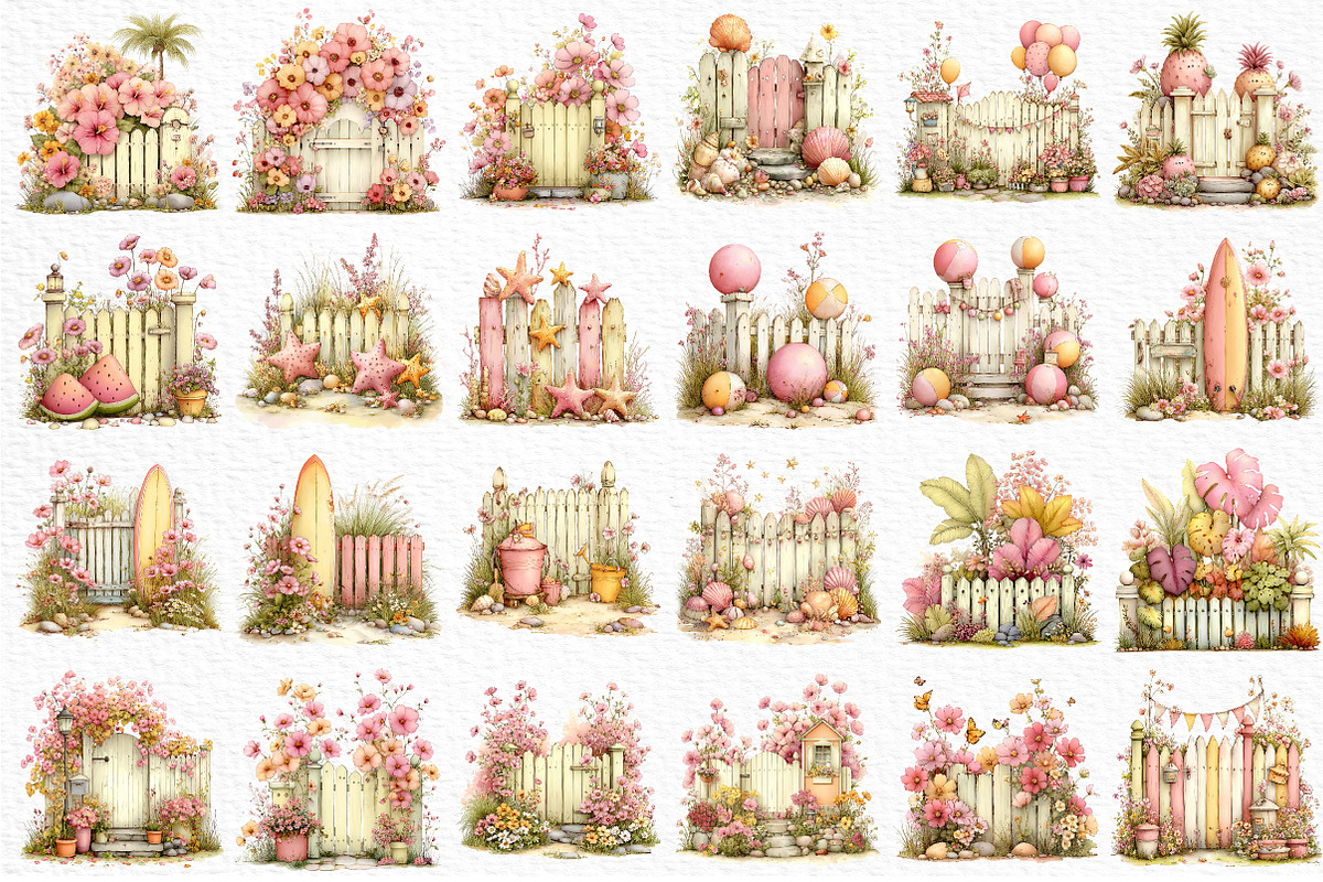 Summer Funny Fence Clipart, an Illustration by Craft Nest (Photo 6 of 12)