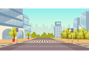 City Street Flat Vector Illustration