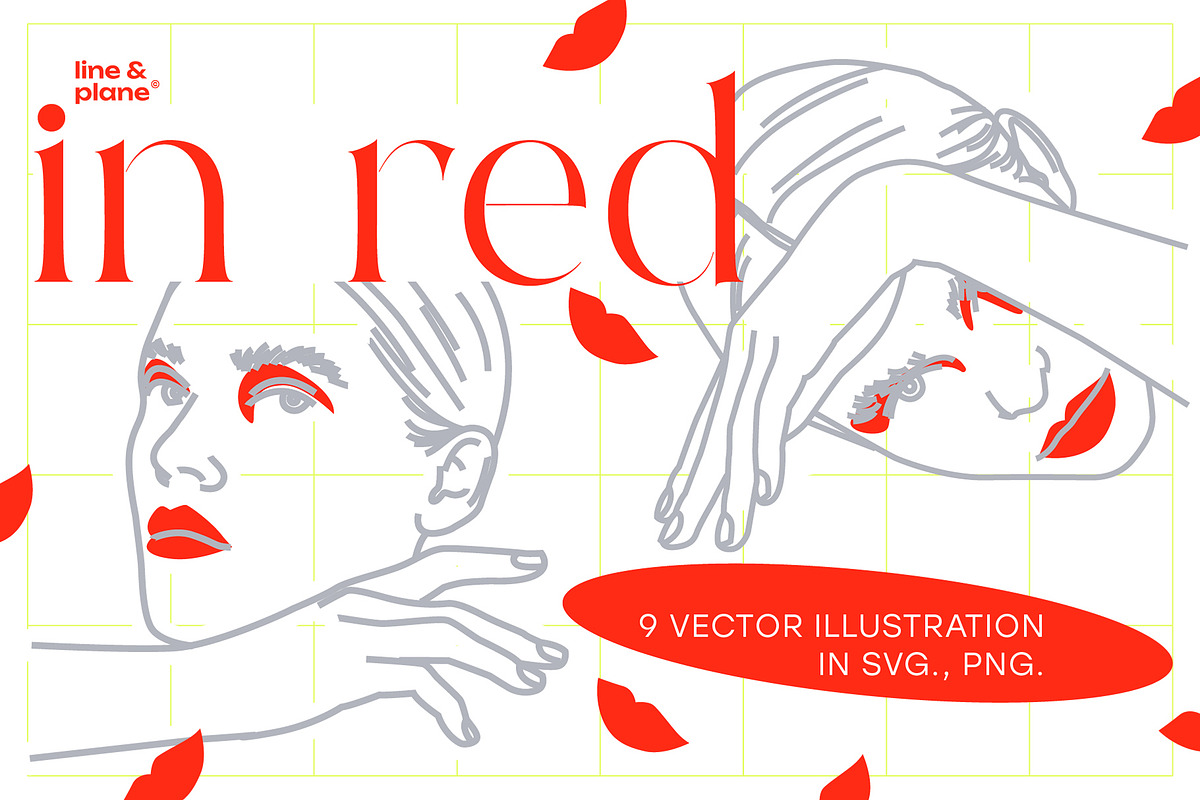 Line Illustrations Set Female Faces, a Person Illustration by line & plane (Photo 1 of 11)